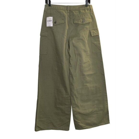 Forever 21 Women's High-Waisted Olive Cargo Pants Large Wide-Leg NWT - Picture 6 of 7